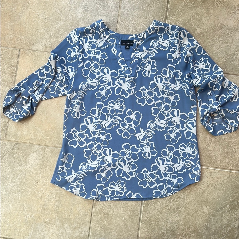 Floral Blue Women's Top